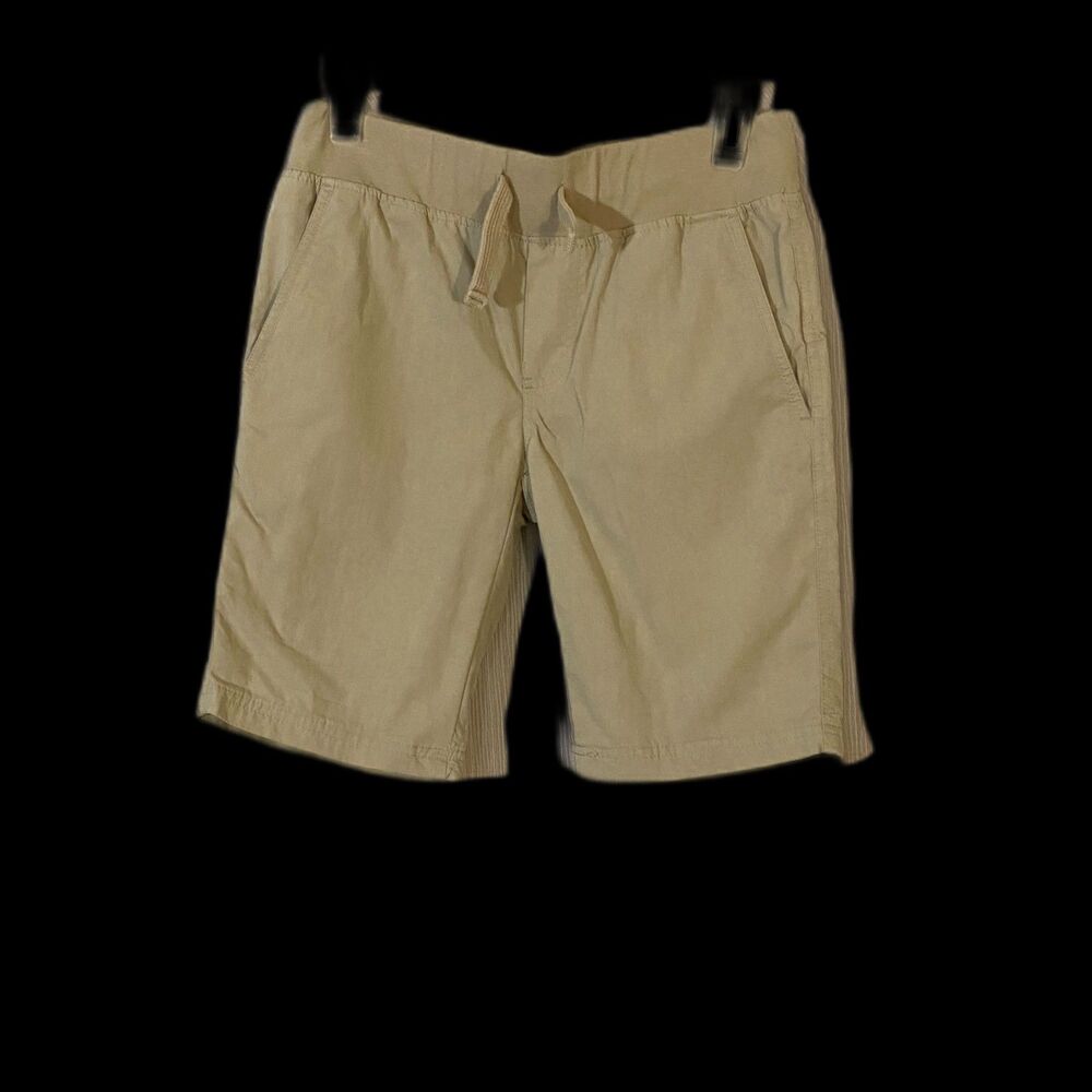 IZOD Boys Husky Size 10 Khaki Uniform Chino Shorts Elastic Waist Drawstring